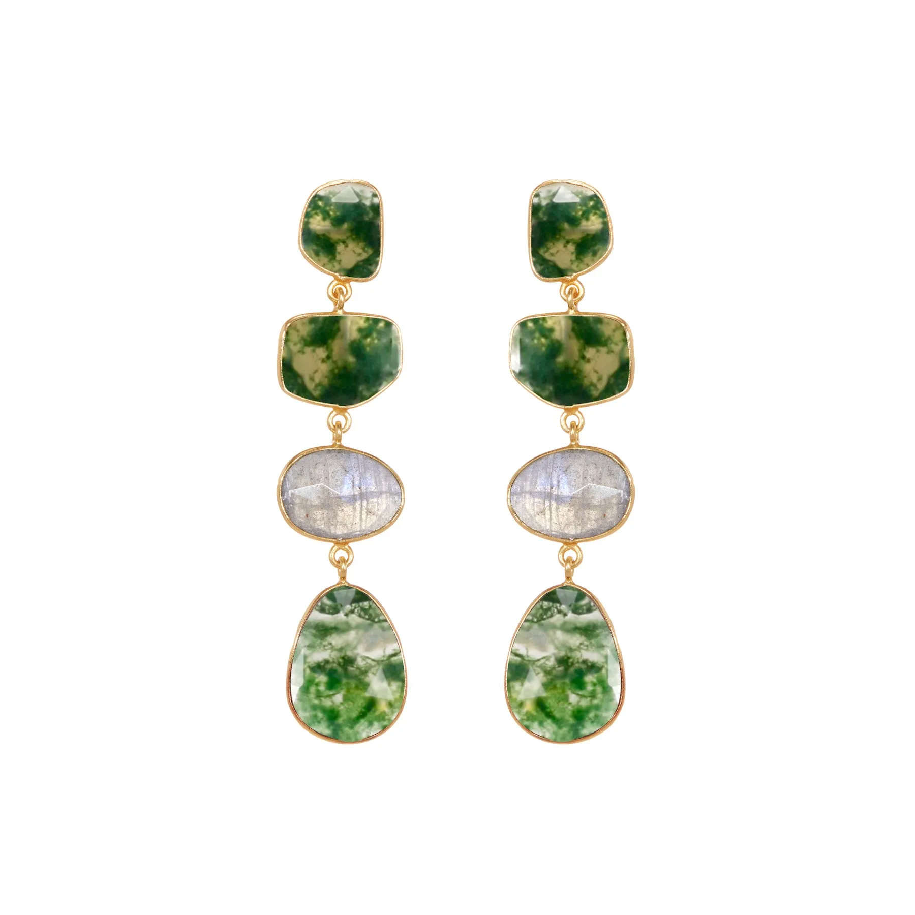 Earrings - Moss Agate & Labradorite