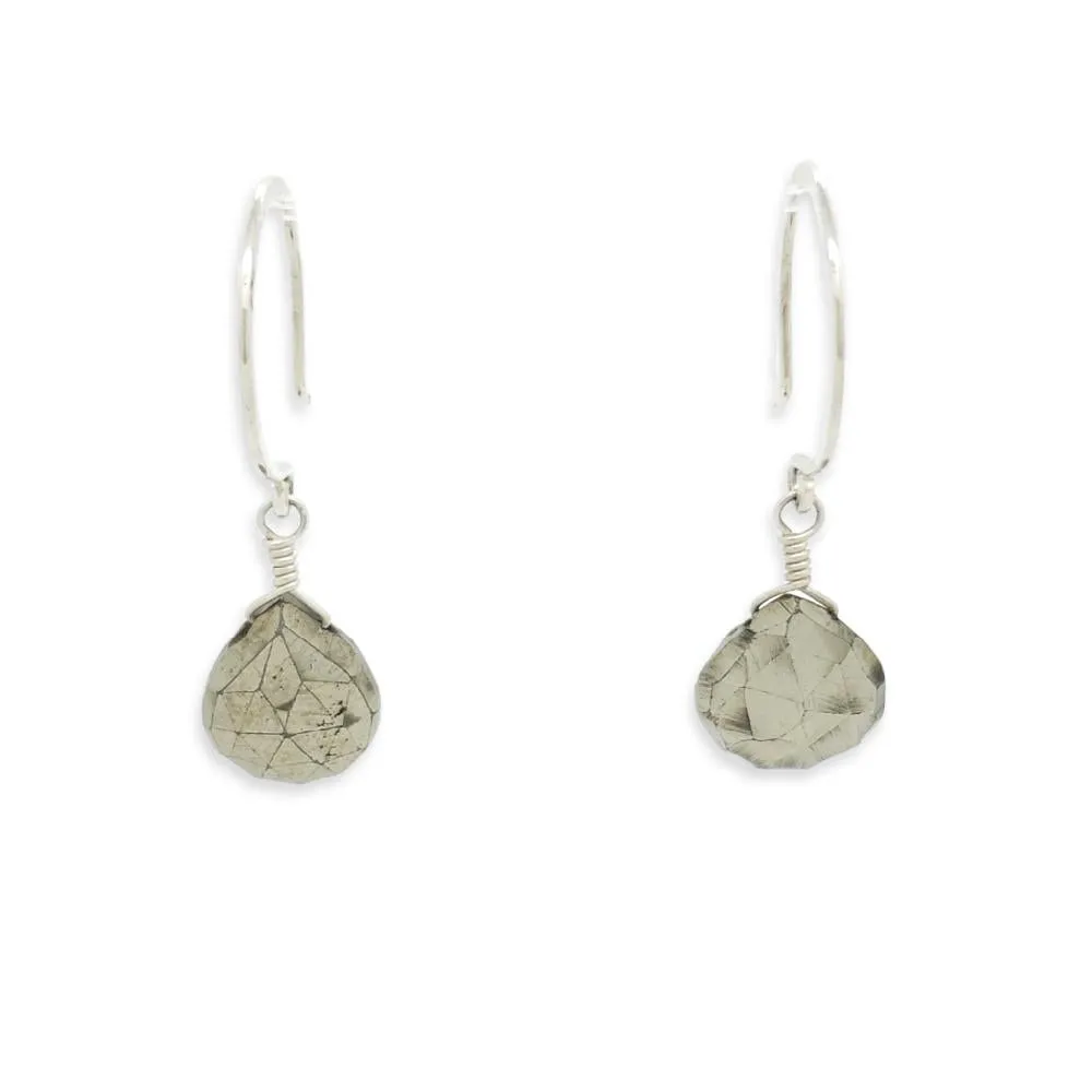 Earrings - Pyrite Gemstone Drops Sterling by Foamy Wader