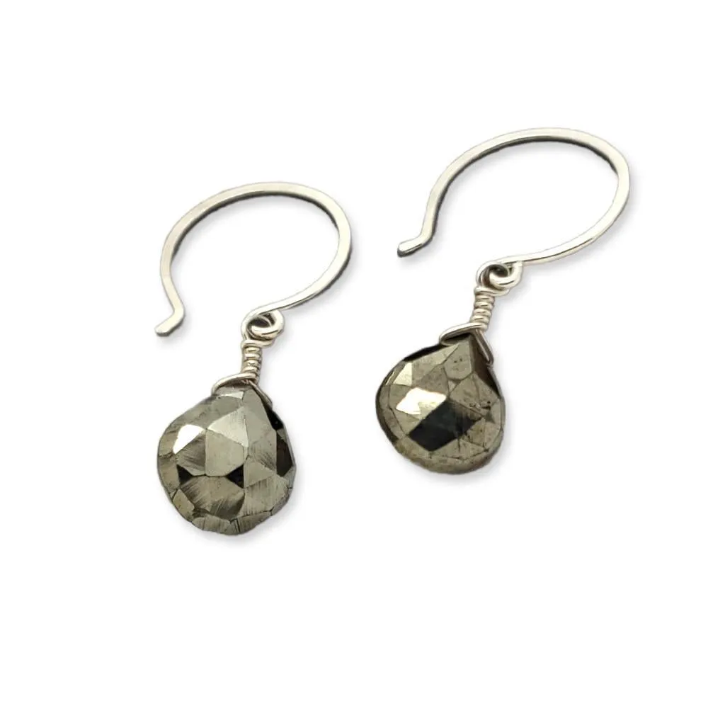 Earrings - Pyrite Gemstone Drops Sterling by Foamy Wader