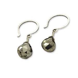 Earrings - Pyrite Gemstone Drops Sterling by Foamy Wader