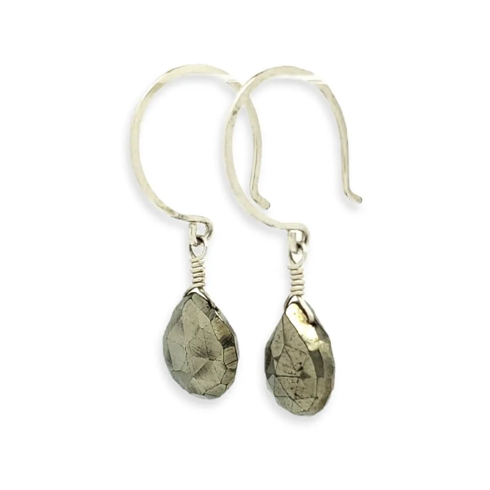 Earrings - Pyrite Gemstone Drops Sterling by Foamy Wader