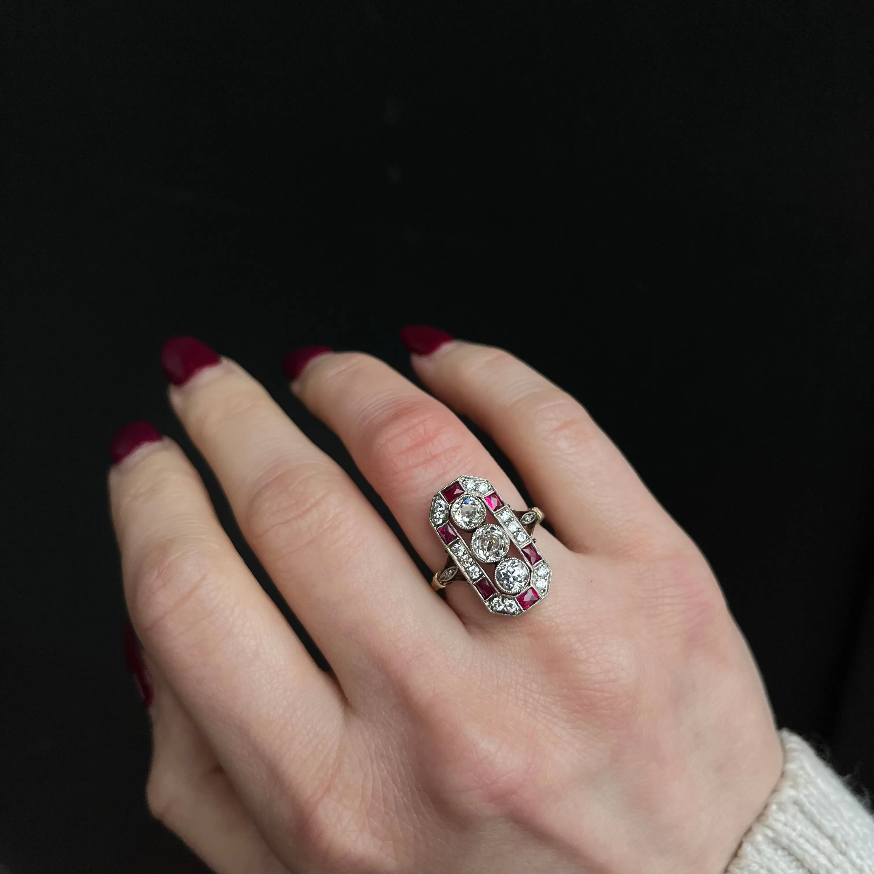 Edwardian 1.61 CTW Diamond and Ruby Ring