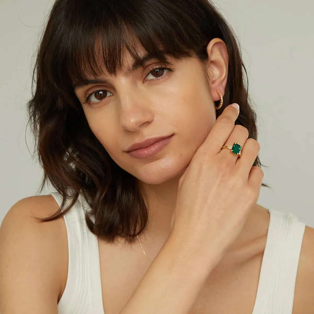 Emerald gemstone cocktail ring
