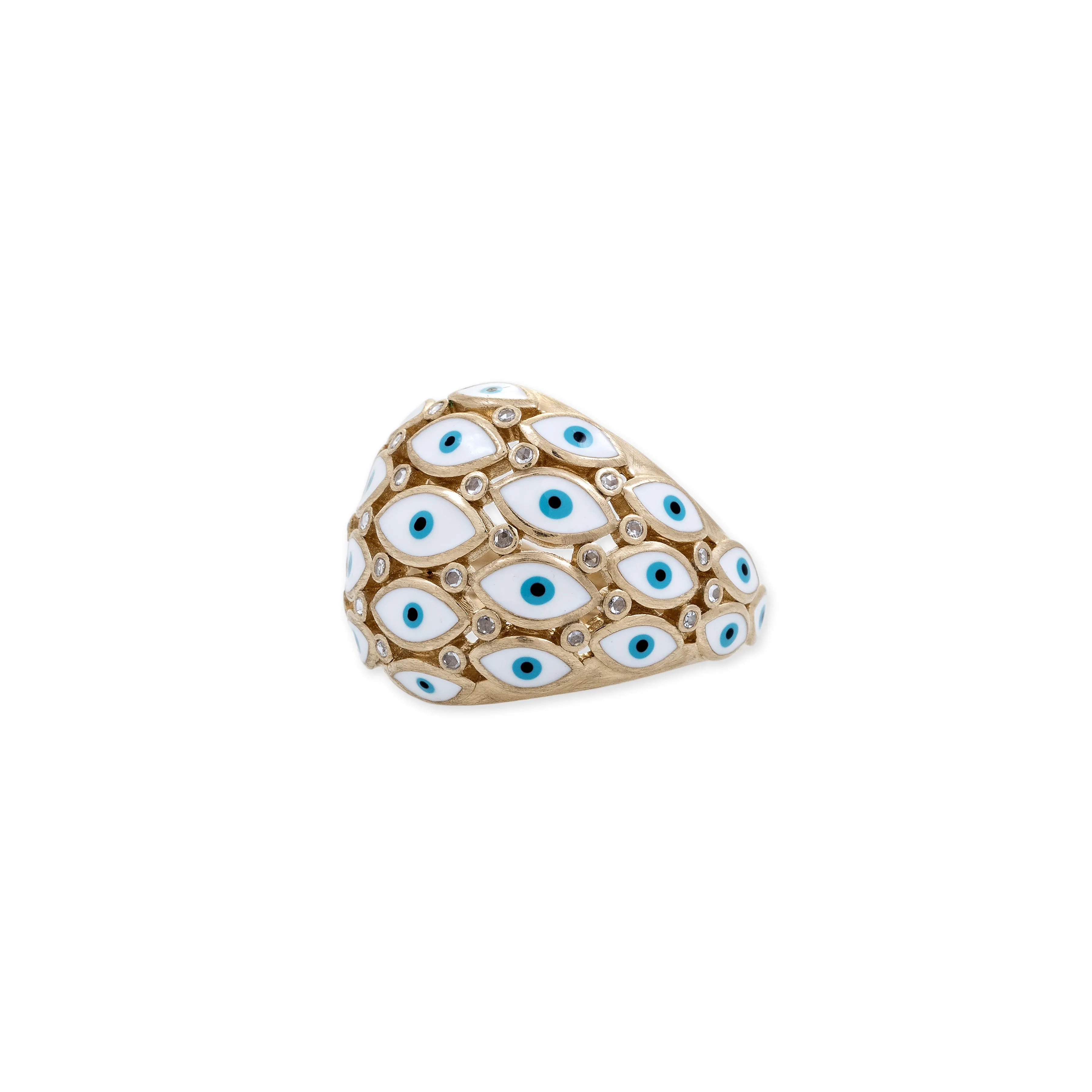 ENAMEL EYE AND DIAMOND DOME RING