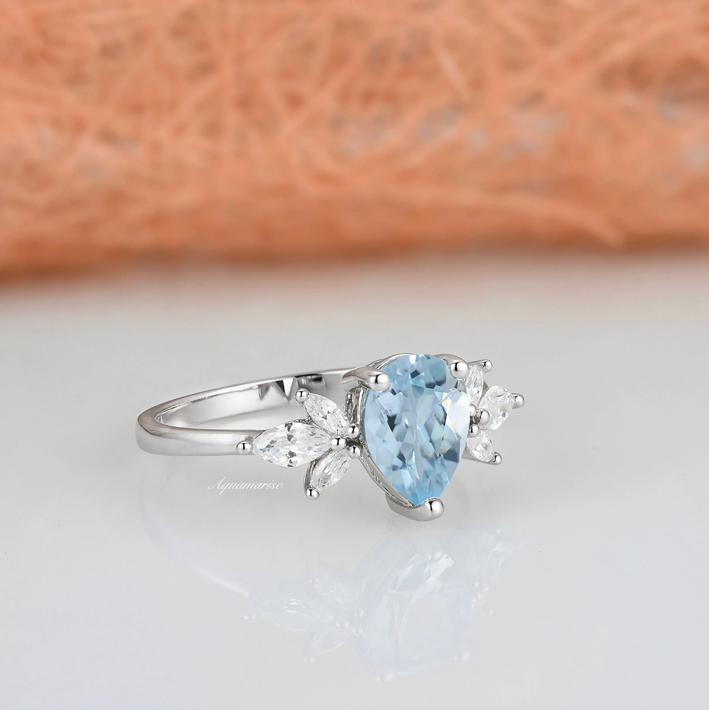Eva Aquamarine Ring- Sterling Silver
