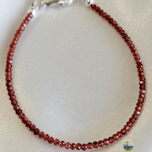Garnet Micro Faceted Bracelet for Grounding, Health and Strength