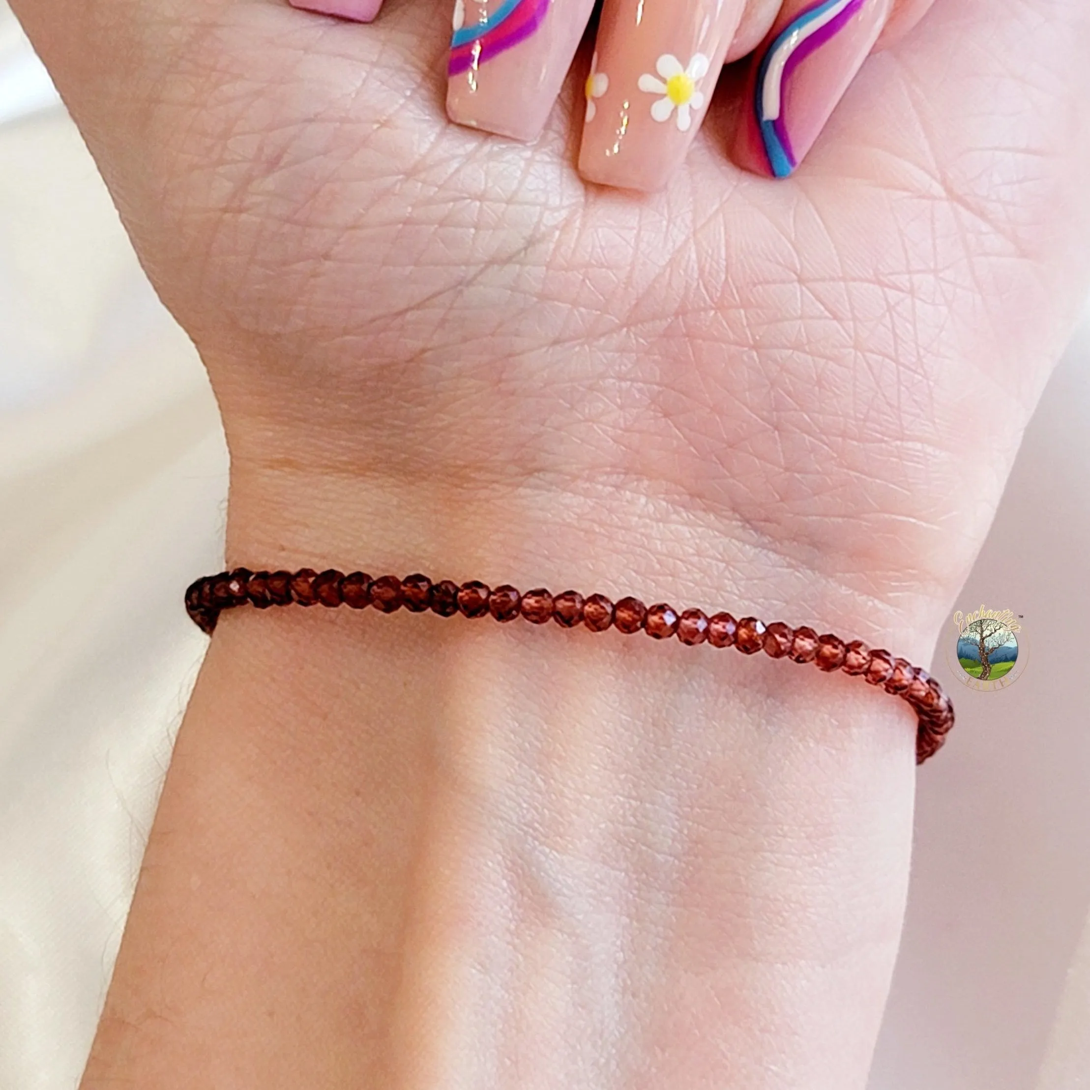 Garnet Micro Faceted Bracelet for Grounding, Health and Strength