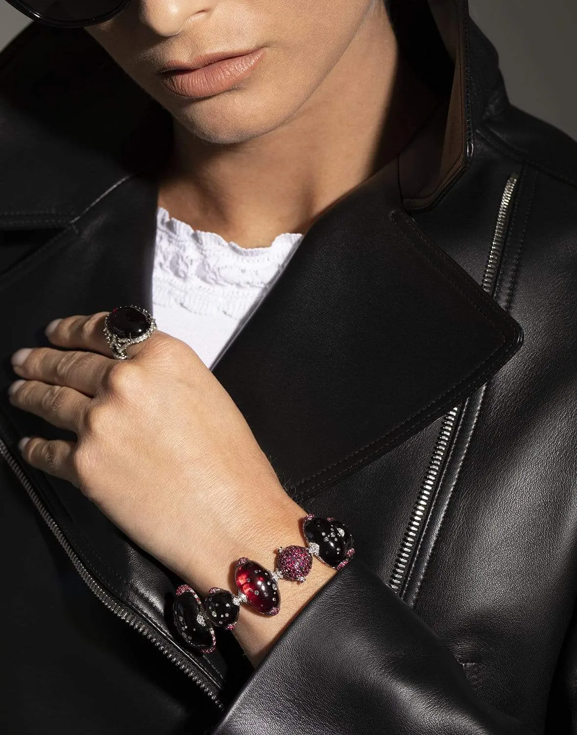Garnet Spinel and Diamond Bracelet