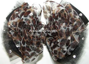 Glitzy Leopard Tutu Hair Bow