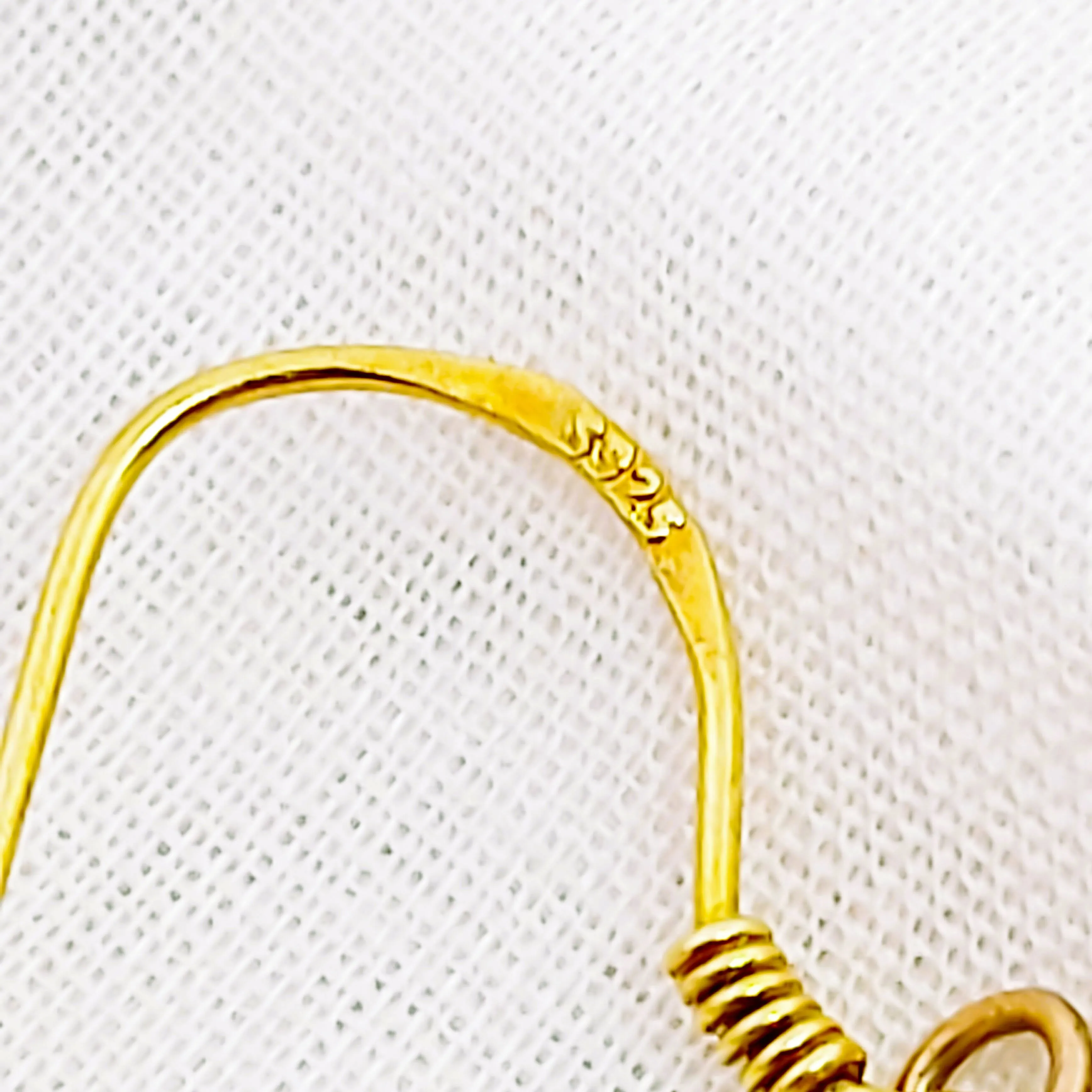 Gold on Silver Drop Earrings with Amber & Mother of Pearl
