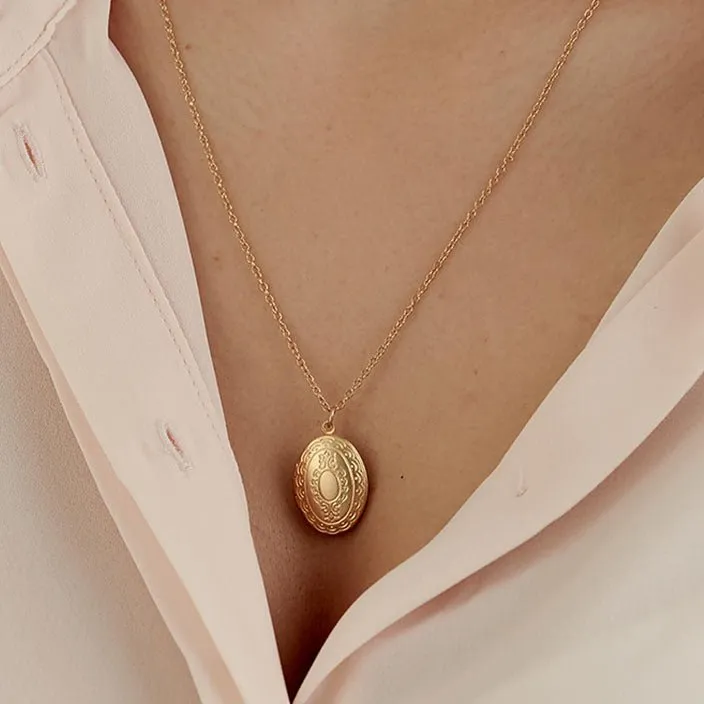 Gold Photo Locket Necklace