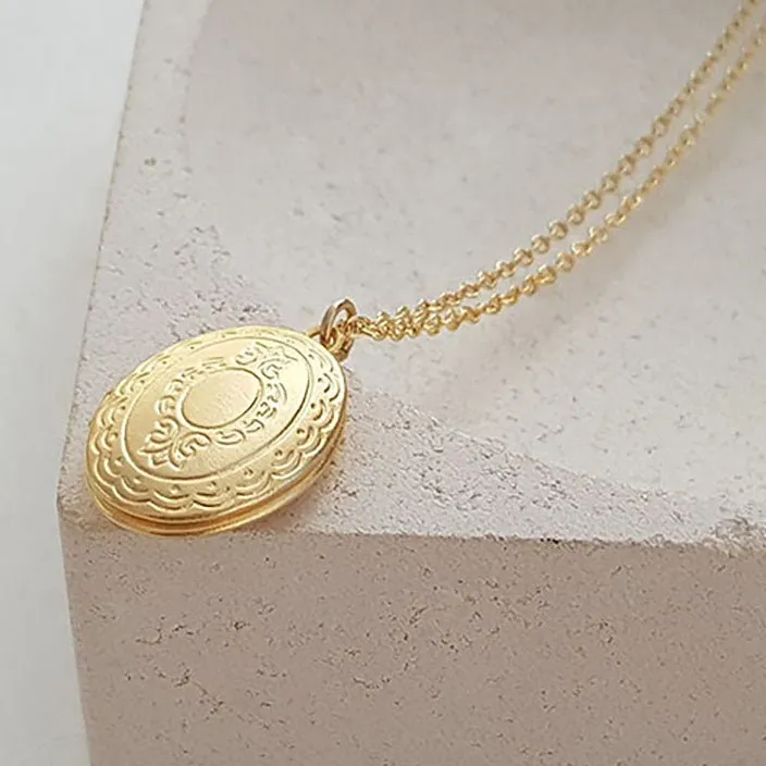 Gold Photo Locket Necklace