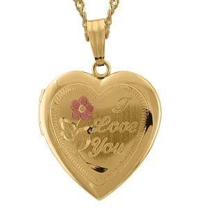Gold "I Love You" Heart Locket