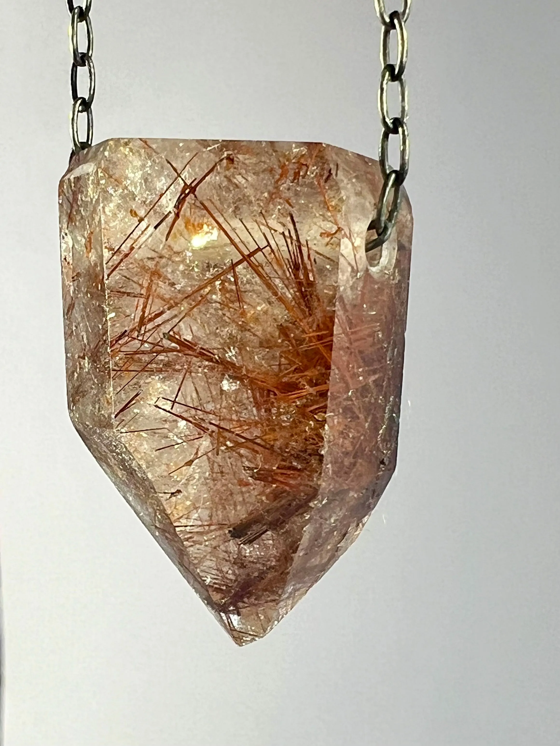 Gold Rutile Quartz Crystal Necklace