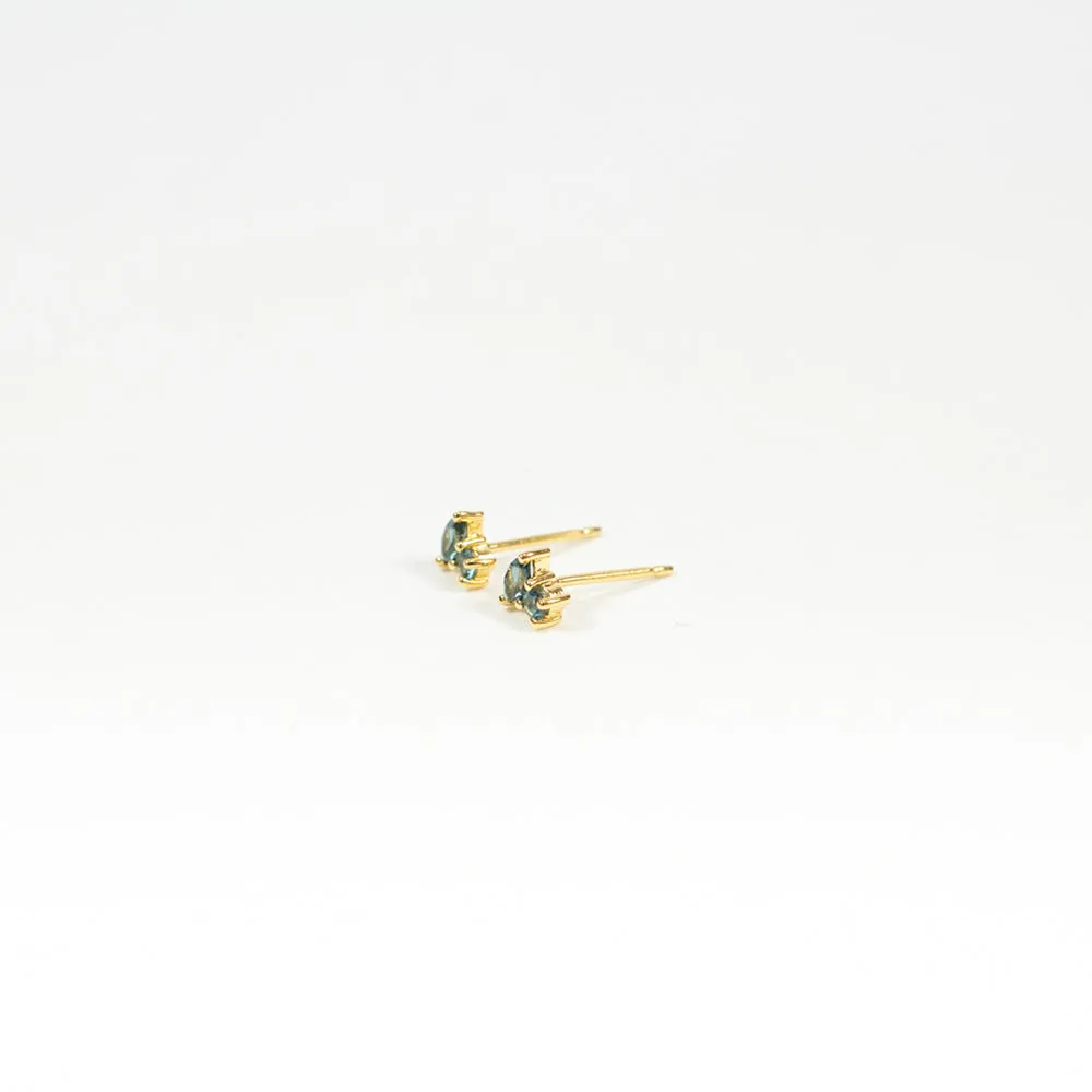 Gold Vermeil Blue Topaz Marquis & Round Combo Studs