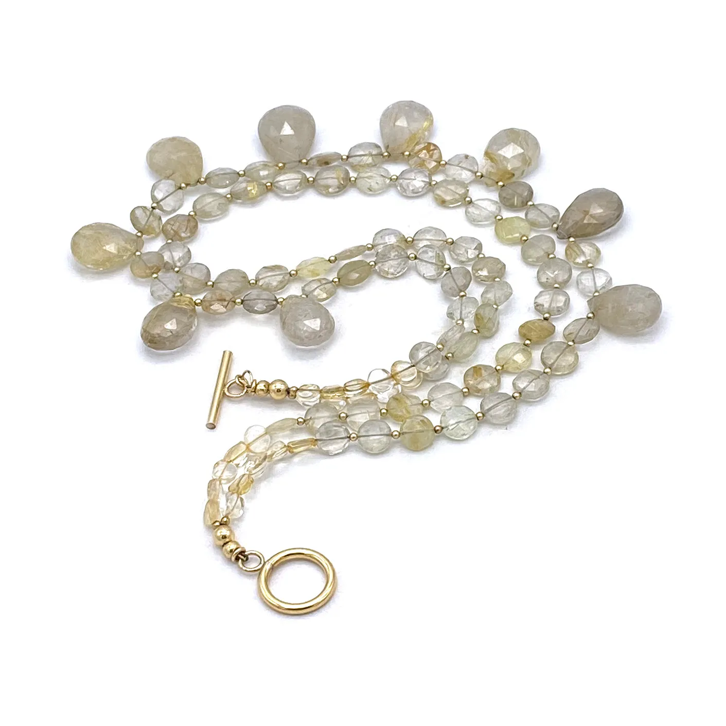 Golden Rutilated Quartz Briolette Necklace