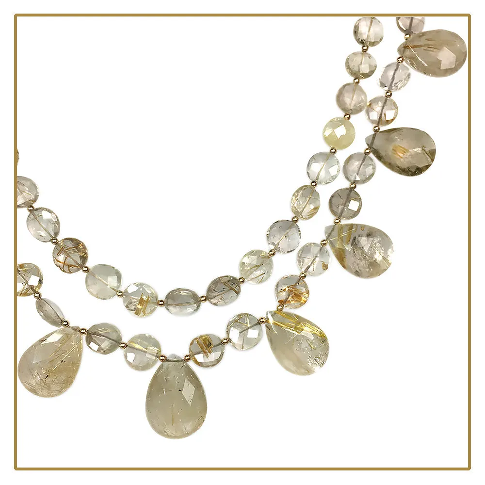 Golden Rutilated Quartz Briolette Necklace
