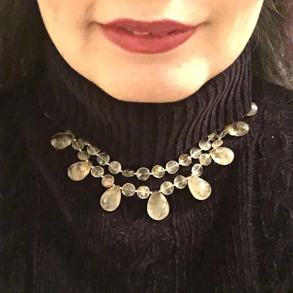 Golden Rutilated Quartz Briolette Necklace