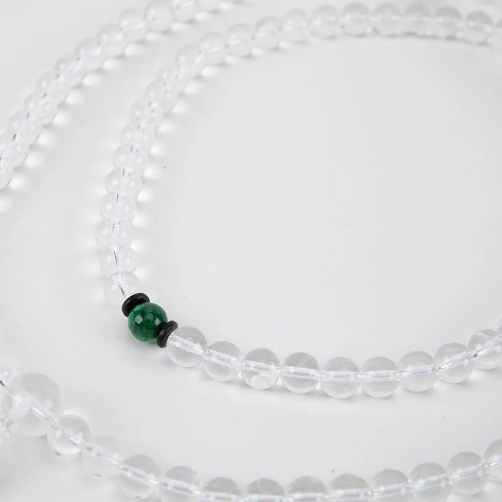 Green Agate & Crystal Mala with Endless Knot