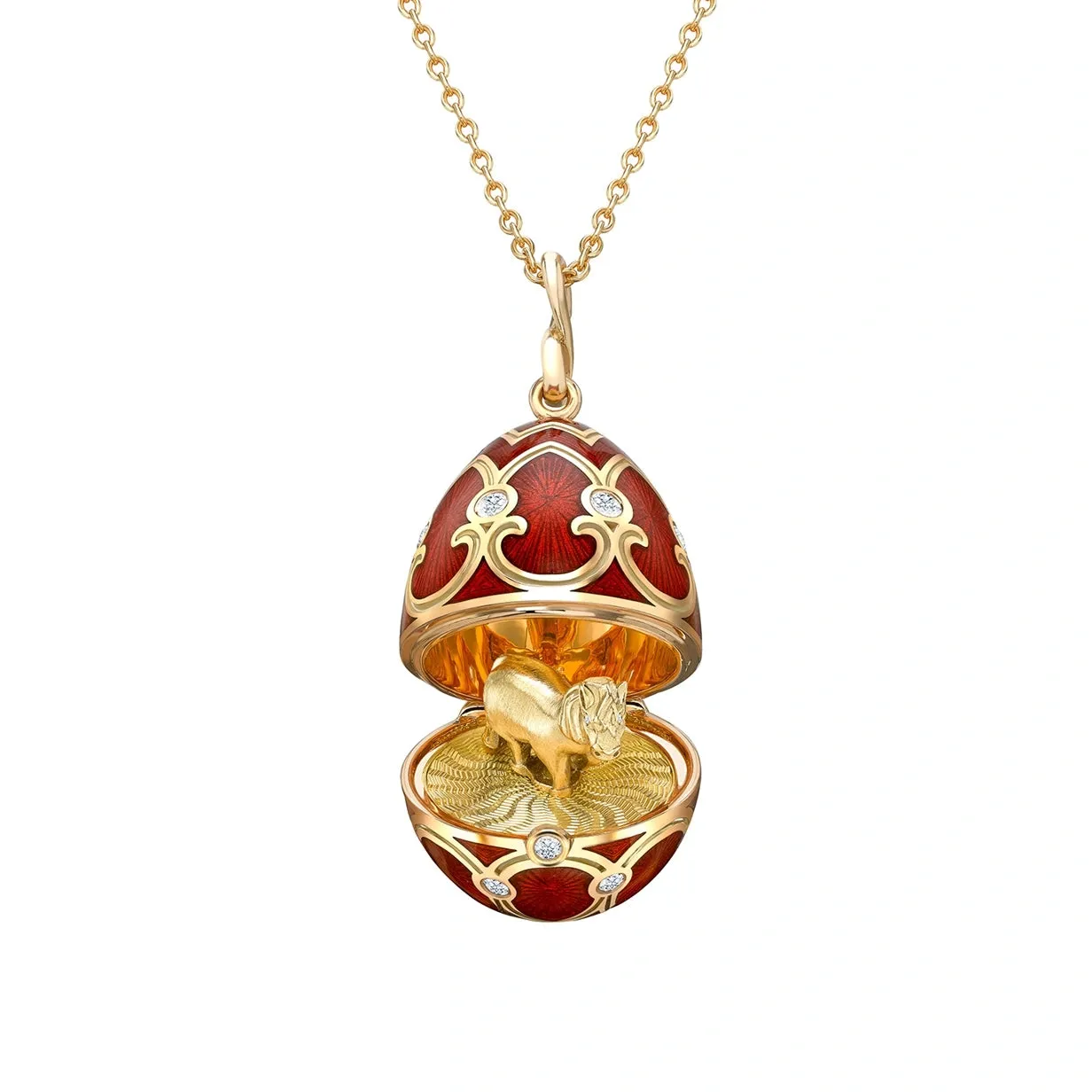 Guilloché Enamel Year of the Horse Surprise Locket