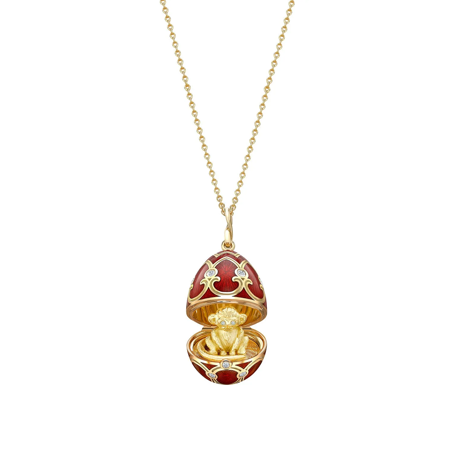 Guilloché Enamel Year of the Monkey Surprise Locket