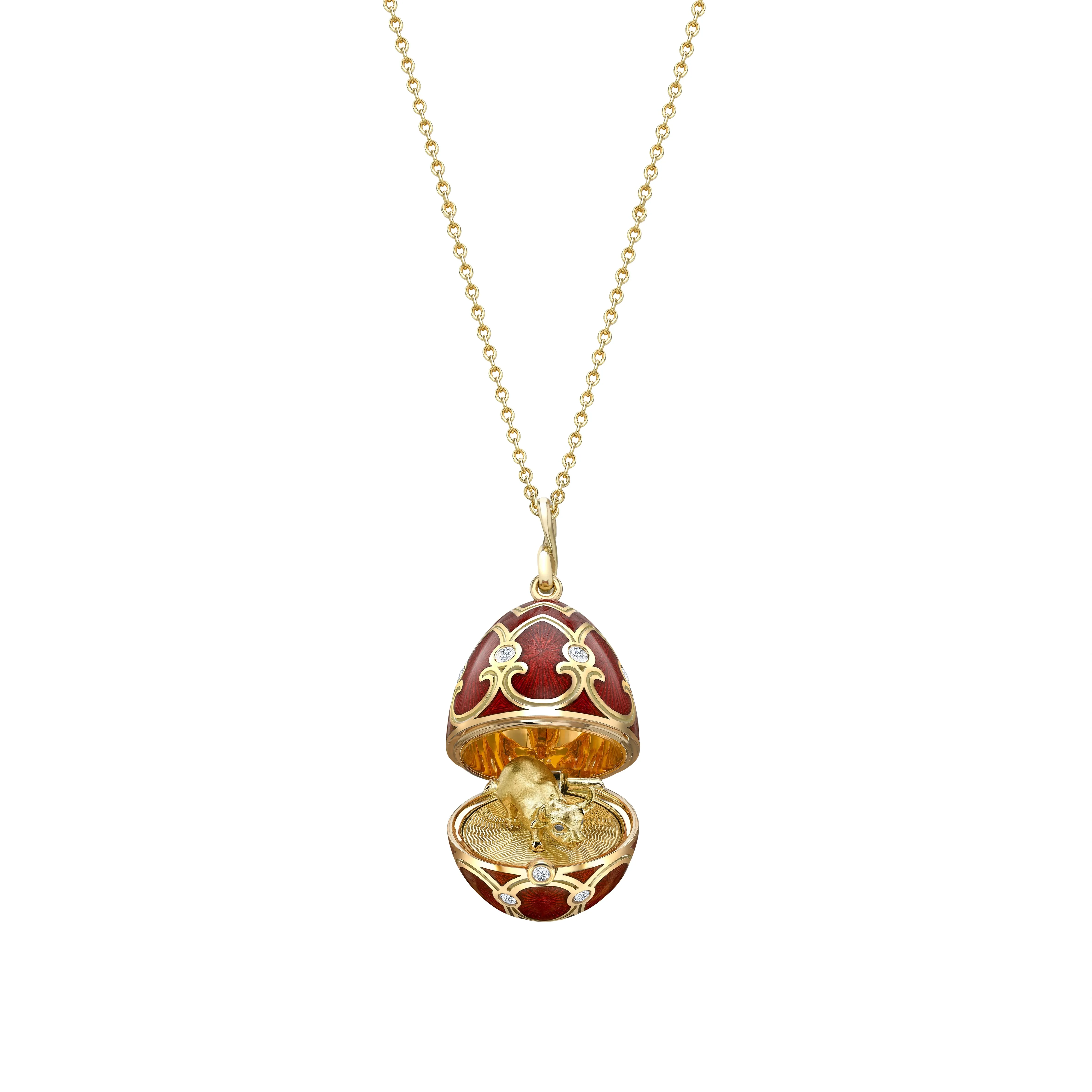 Guilloché Enamel Year of the Ox Surprise Locket