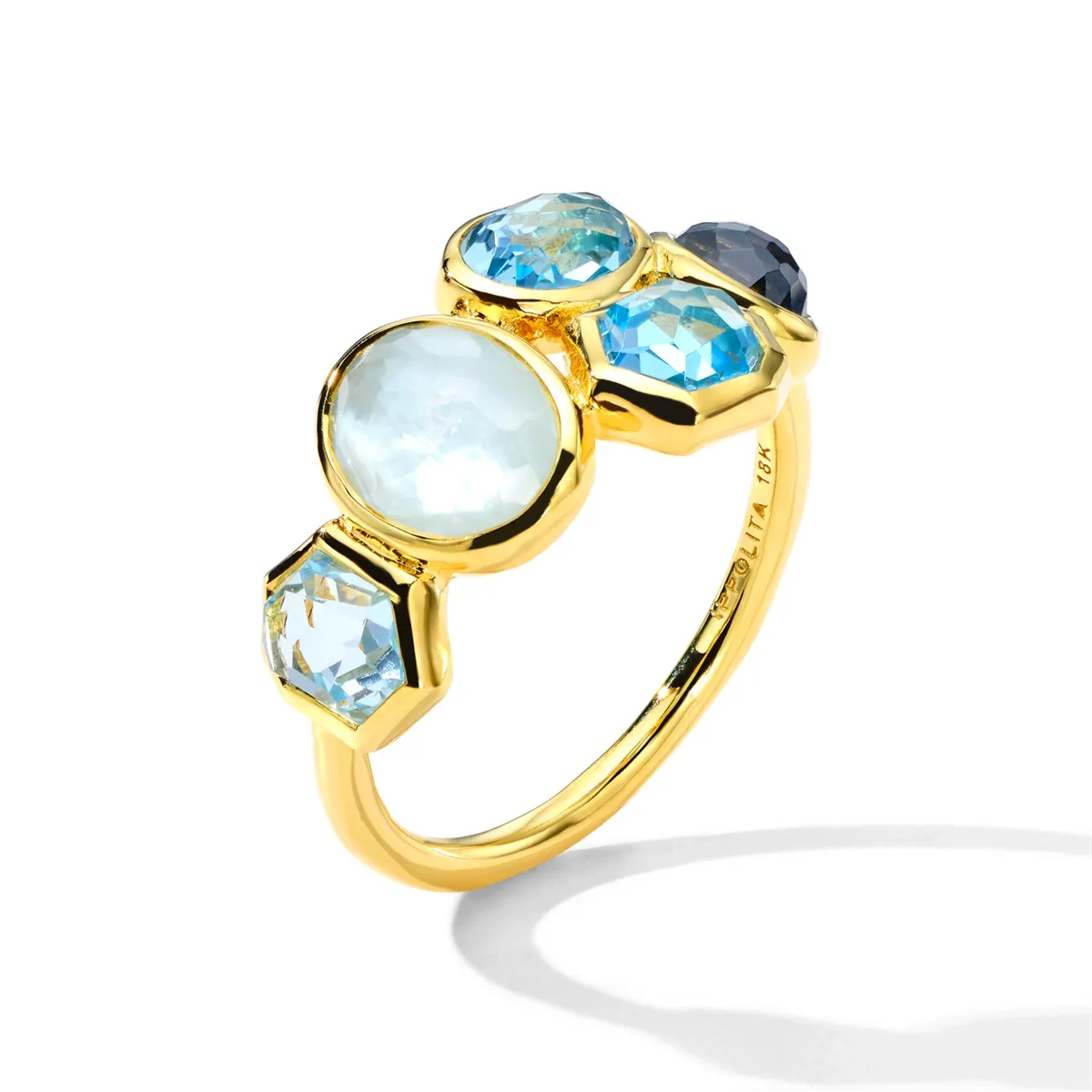 Ippolita 18K Yellow Gold Rock Candy Gelato 5-Stone Cluster Ring in Mare
