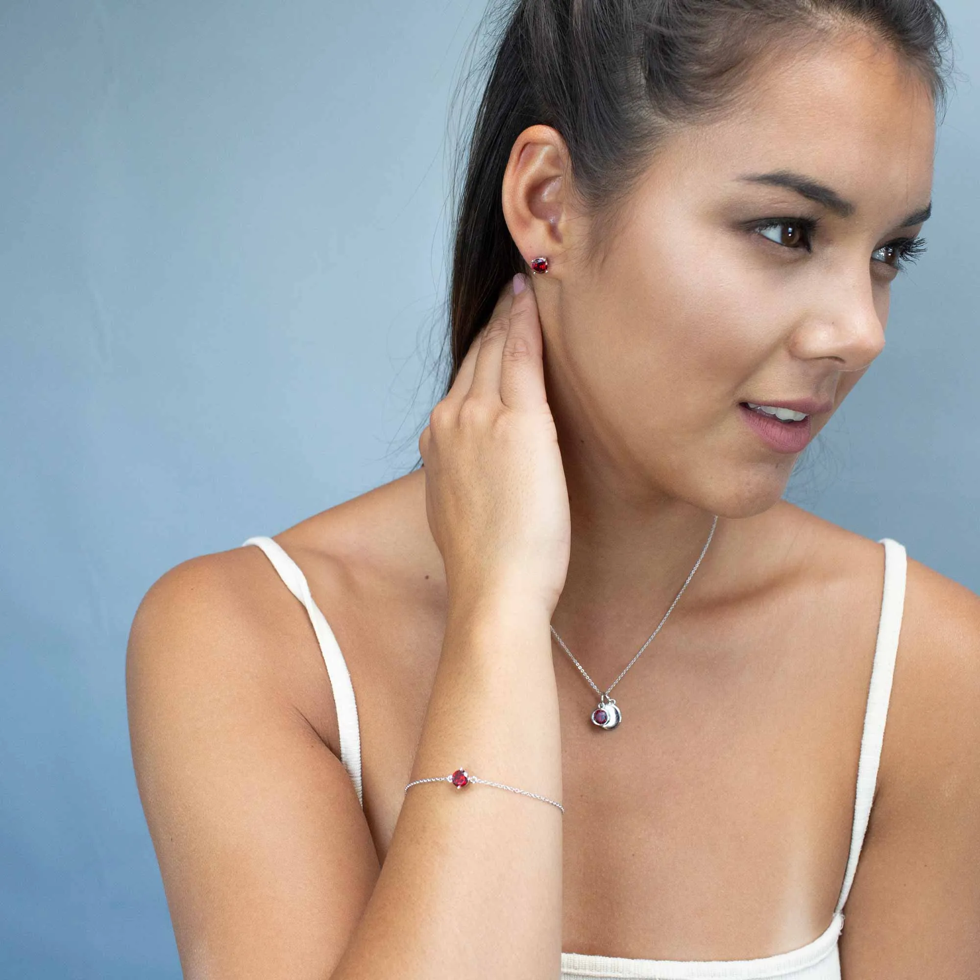 January Birthstone Earrings - Garnet