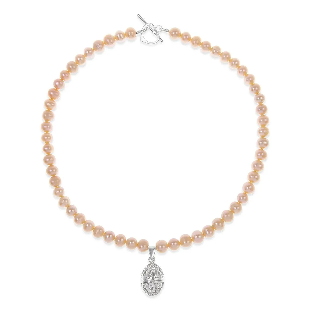 Keepsake Egg Necklace with Champagne Pearls