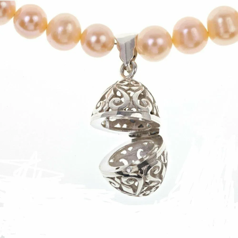 Keepsake Egg Necklace with Champagne Pearls