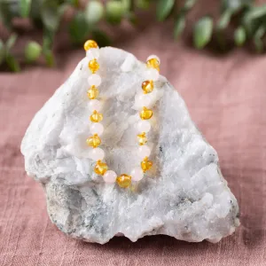 Kids | Rose Quartz   Honey Amber Necklace