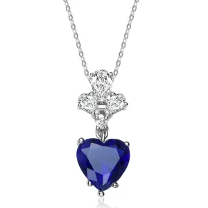 La Roche Dainty Blue Solitaire Heart Pendant Necklace
