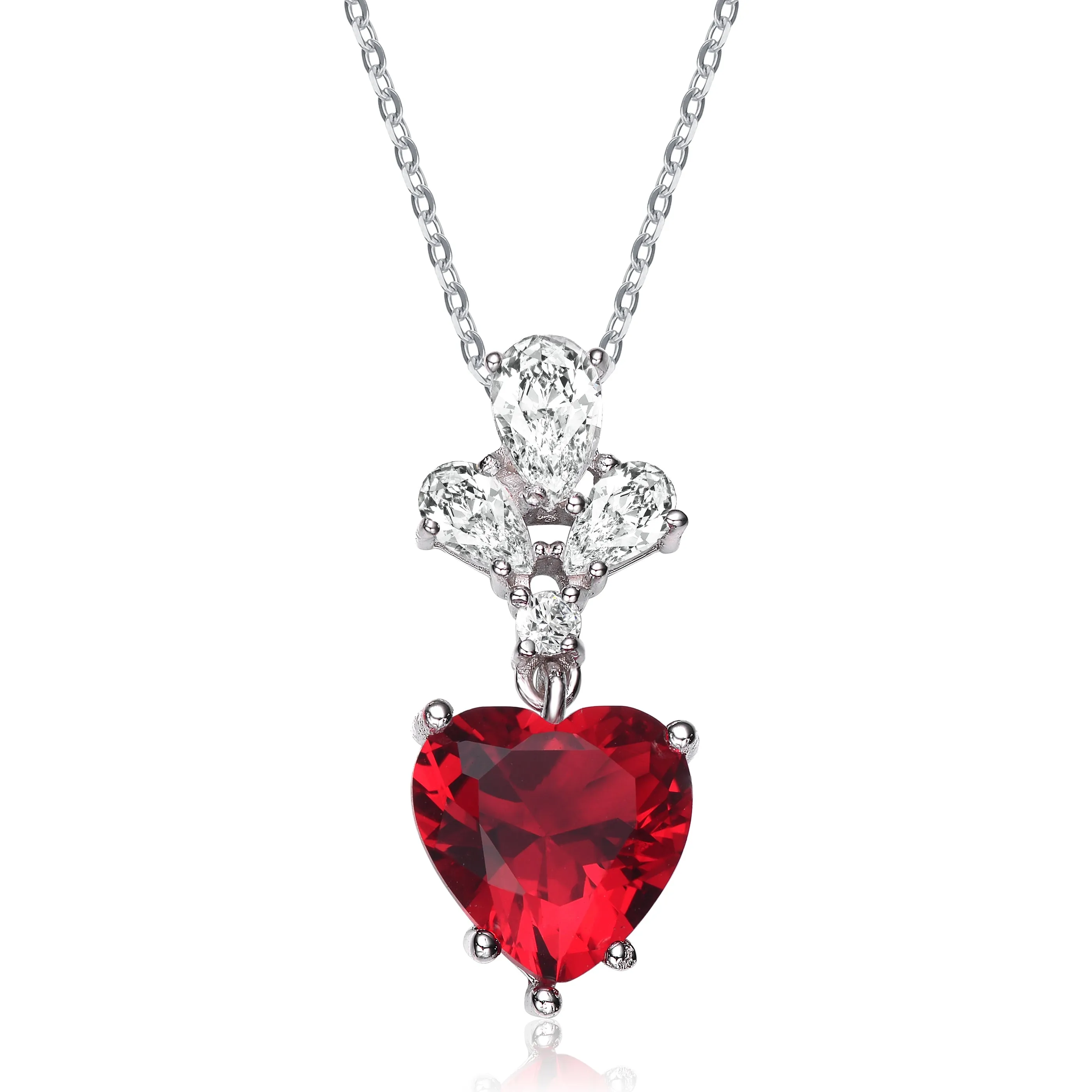 La Roche Dainty Blue Solitaire Heart Pendant Necklace