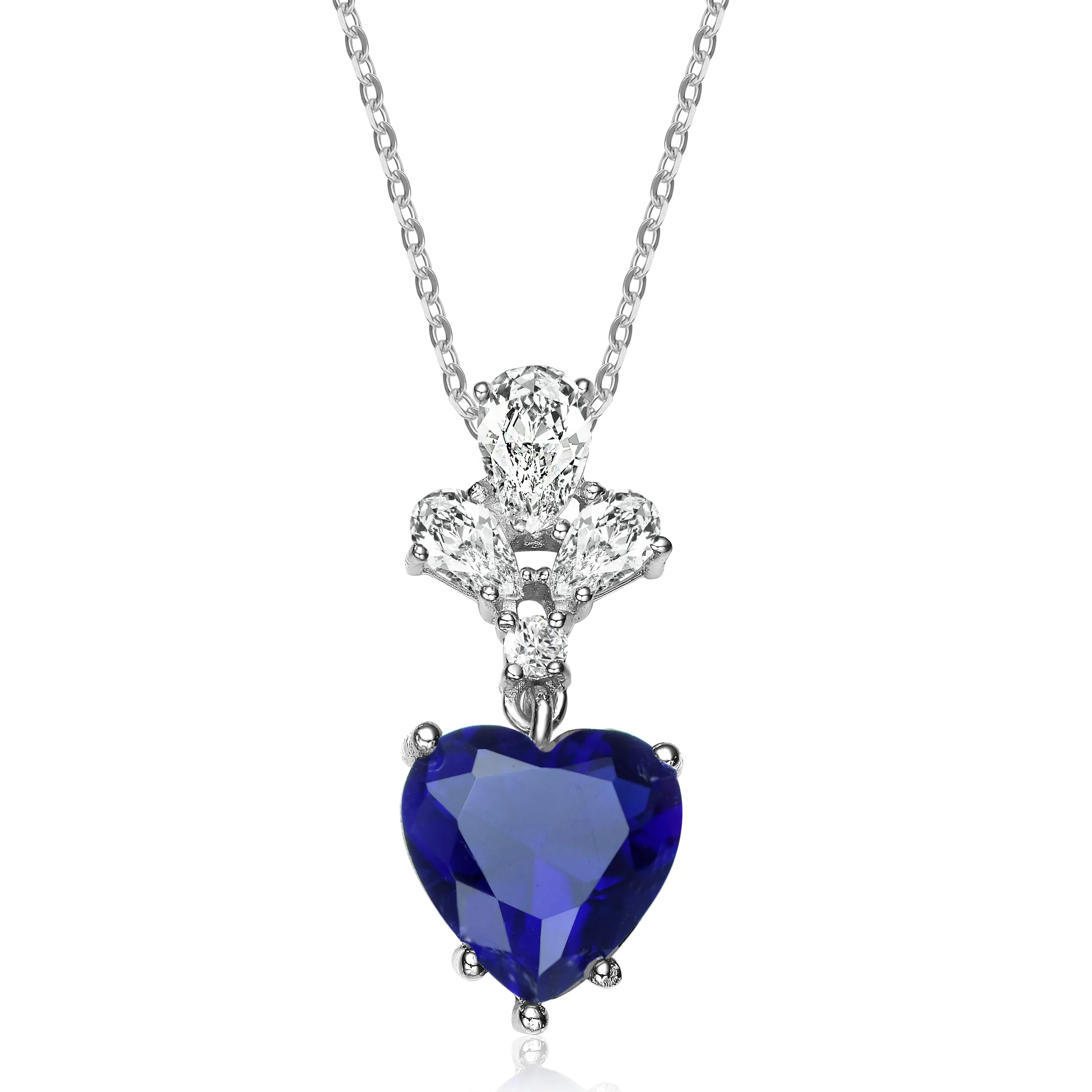 La Roche Dainty Blue Solitaire Heart Pendant Necklace