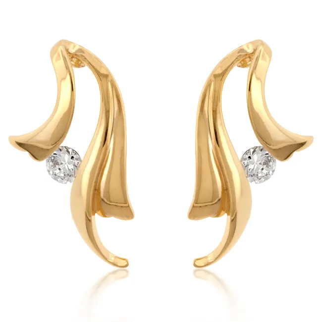 Lana Gold Ribbon CZ Stud Earrings | 04ct