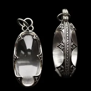 Large Silver Filigree Crystal Pendant