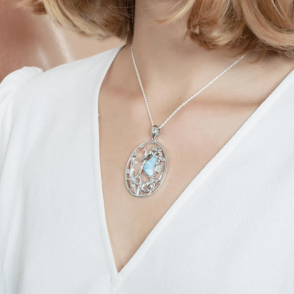 Larimar Under the Sea Seahorse Pendant