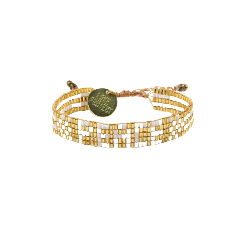 Love Is Project - Seed Bead PEACE Bracelet (Gold)