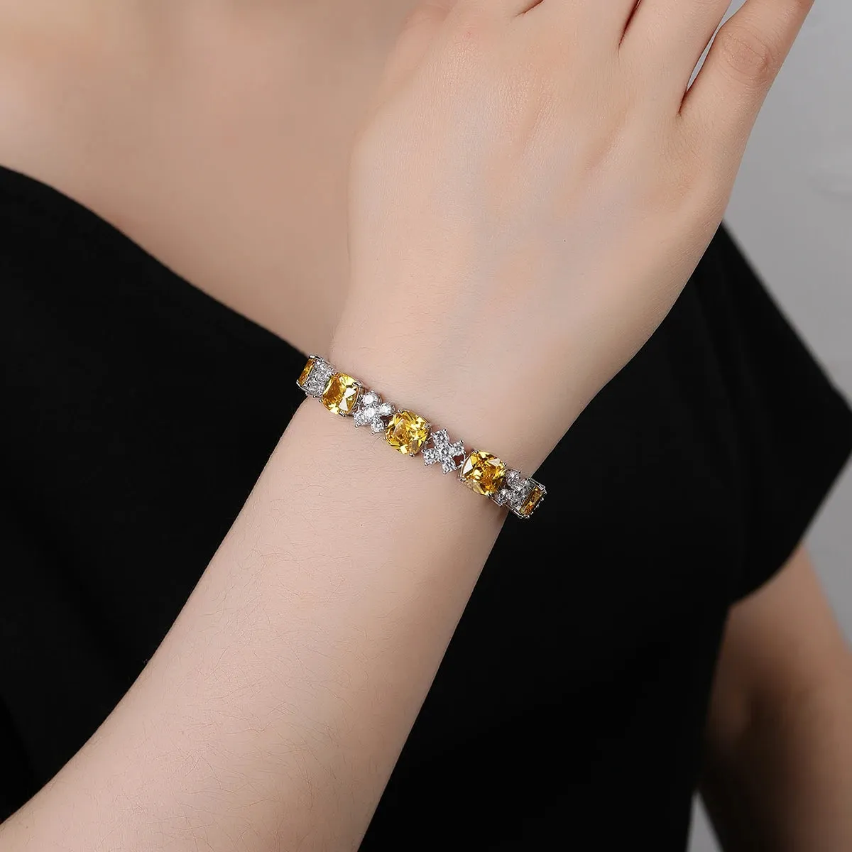 Luxurious Cubic Zircon Red Green Blue Austrian Crystal Flower Bracelets Chains Popular Jewelry for Women Gift CK10166