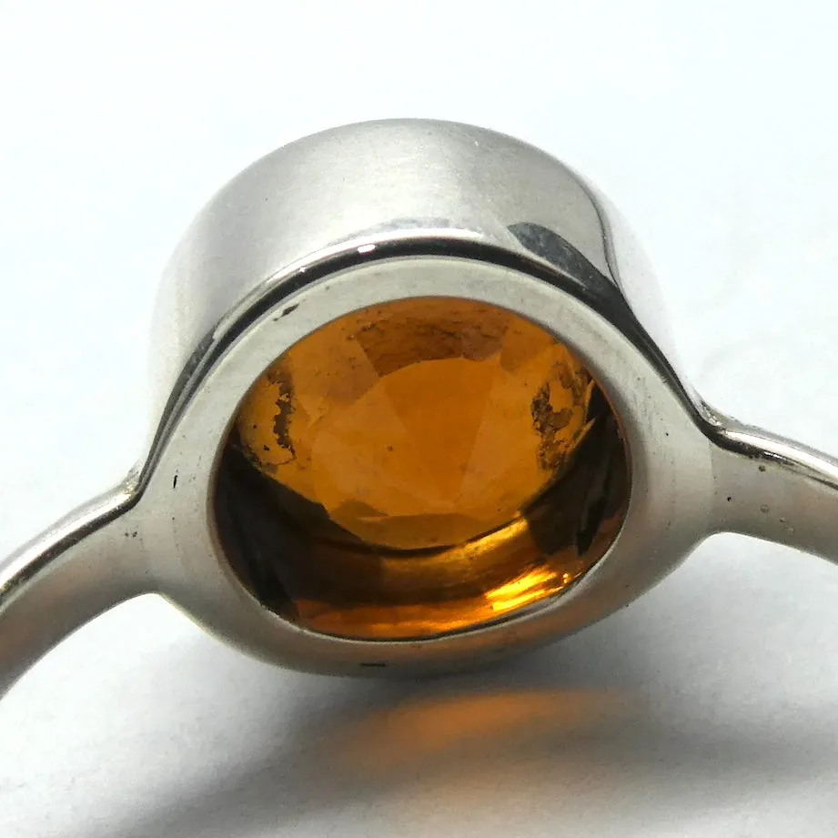 Mandarin Garnet Ring, Faceted Round, 925 Sterling Silver p1