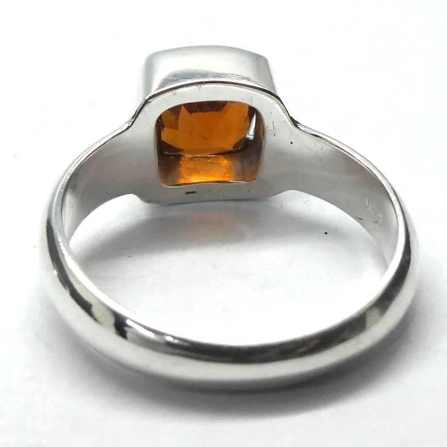 Mandarin Garnet Ring, Faceted Square, 925 Sterling Silver p3