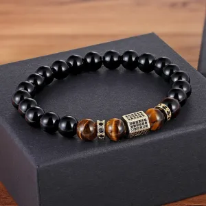Matte Onyx Stone&Tiger Eye Combination Beads Bracelet