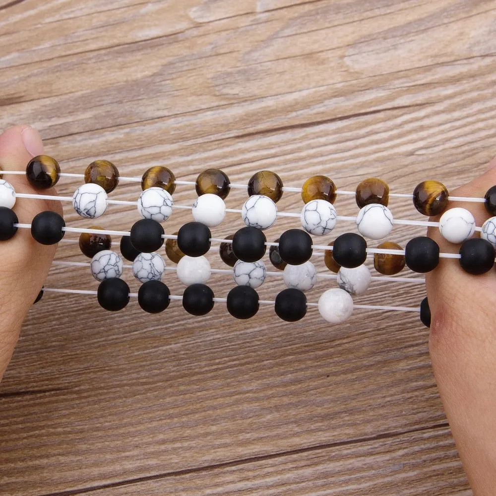 Matte Onyx Stone&Tiger Eye Combination Beads Bracelet