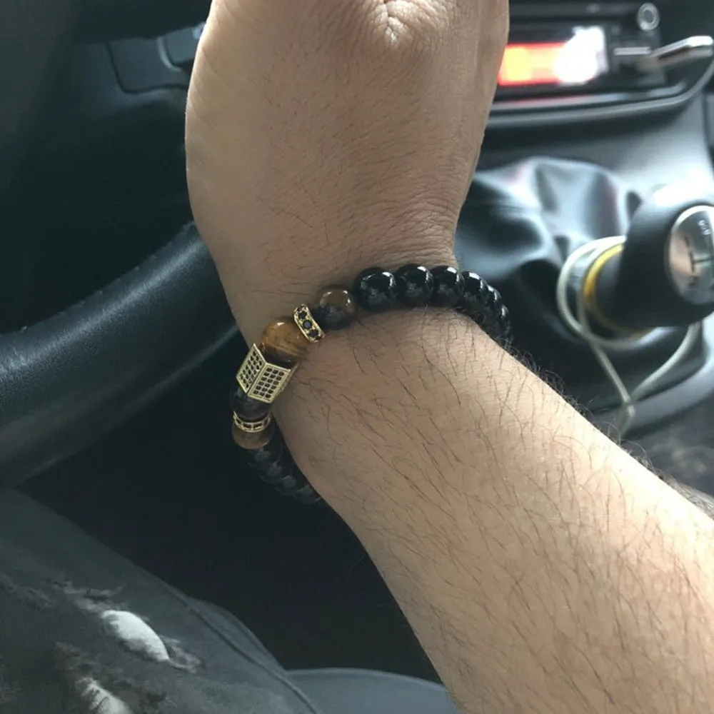 Matte Onyx Stone&Tiger Eye Combination Beads Bracelet