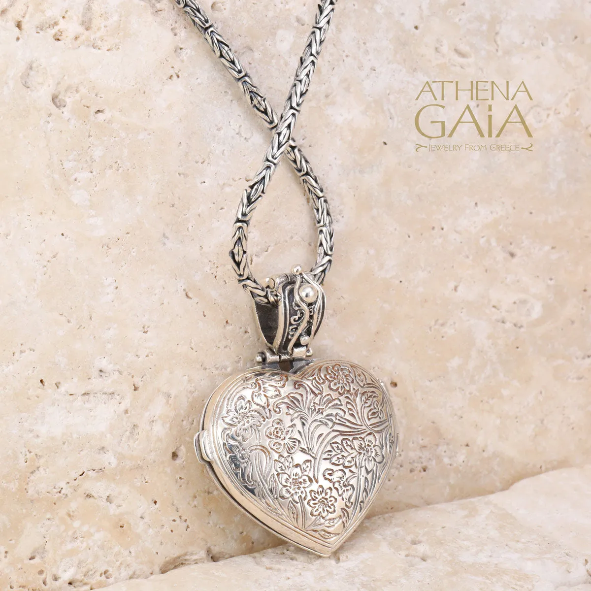 Mediterranean Heart Silver Locket (Large)