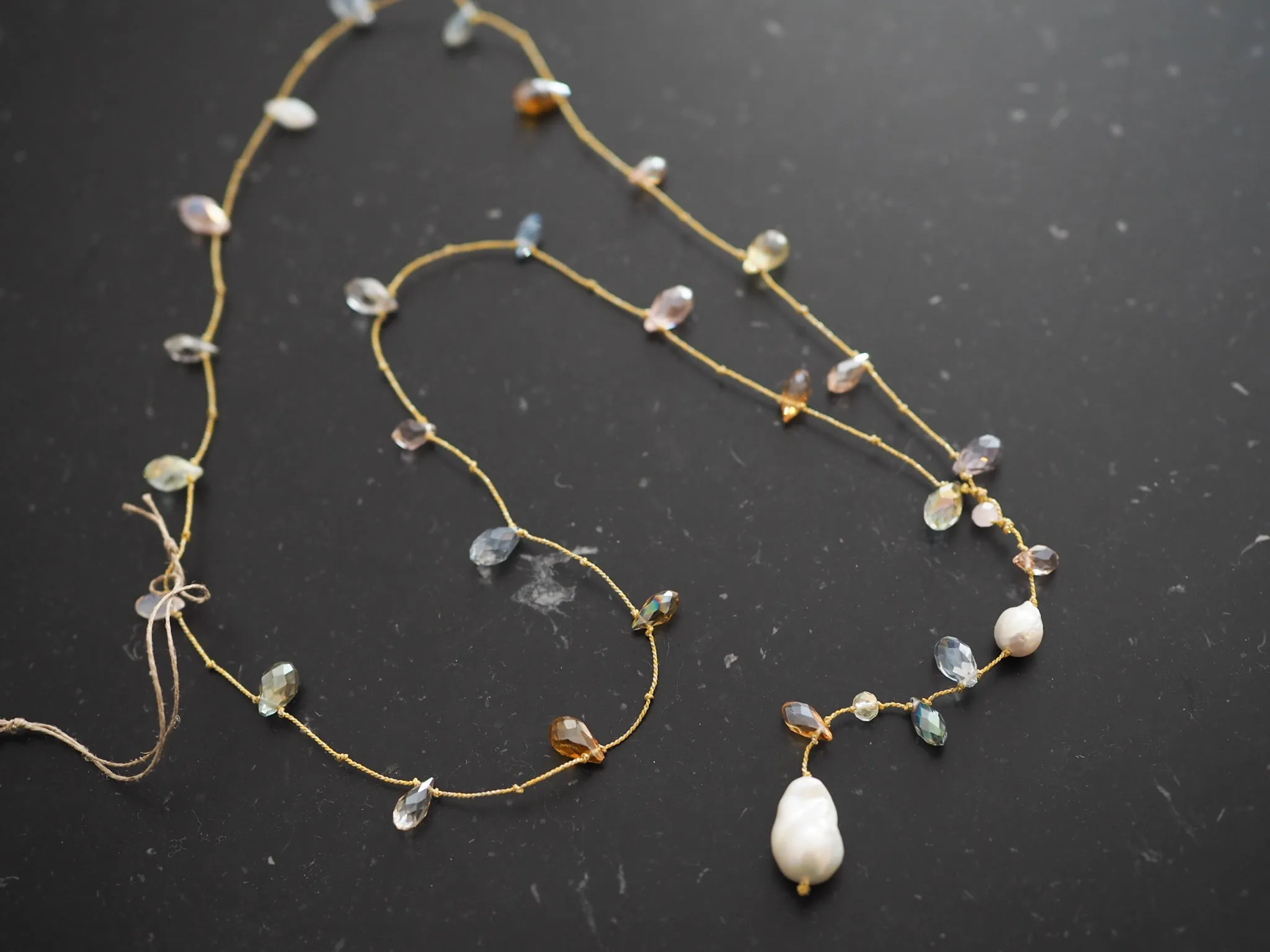 Mela pearl necklace - multi crystals