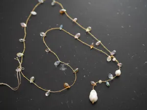 Mela pearl necklace - multi crystals