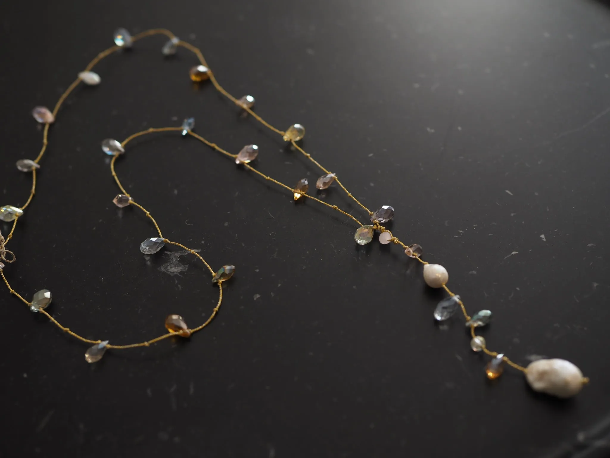 Mela pearl necklace - multi crystals