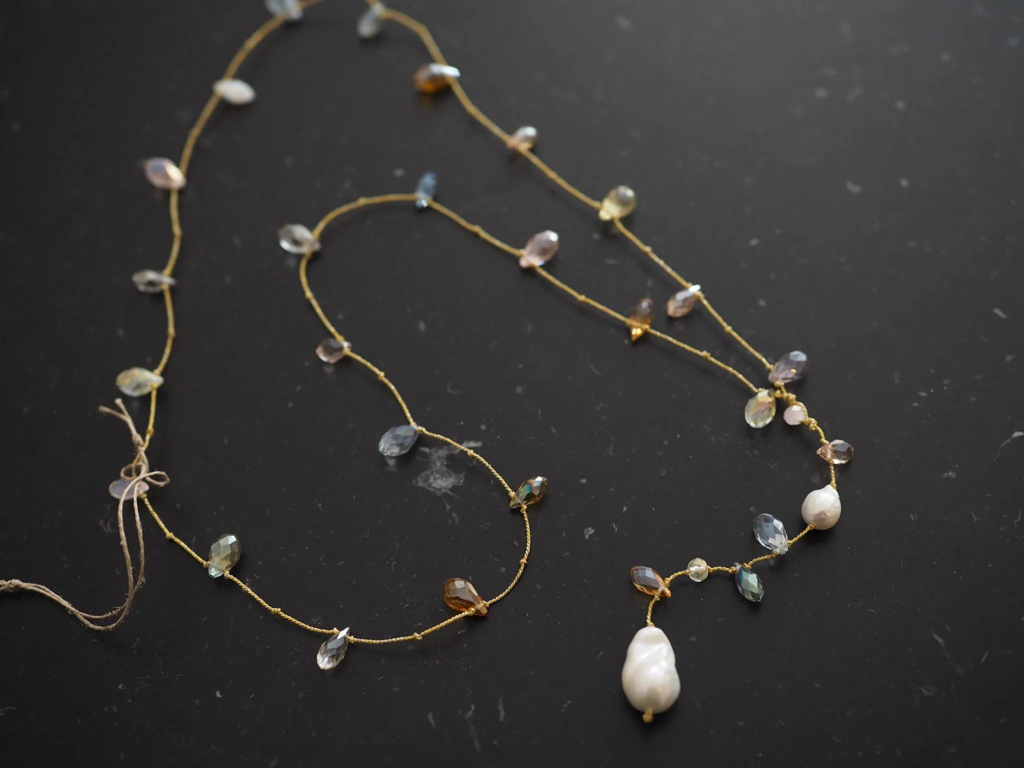 Mela pearl necklace - multi crystals