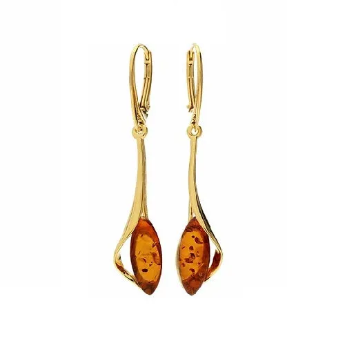 MILENA Earrings Gold Plated Sterling Silver and Baltic Amber